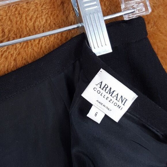 ARMANI COLLEZIONI Womens Skirt Size 6 Black Pencil Knee Length Slit 100% Wool - Picture 3 of 7